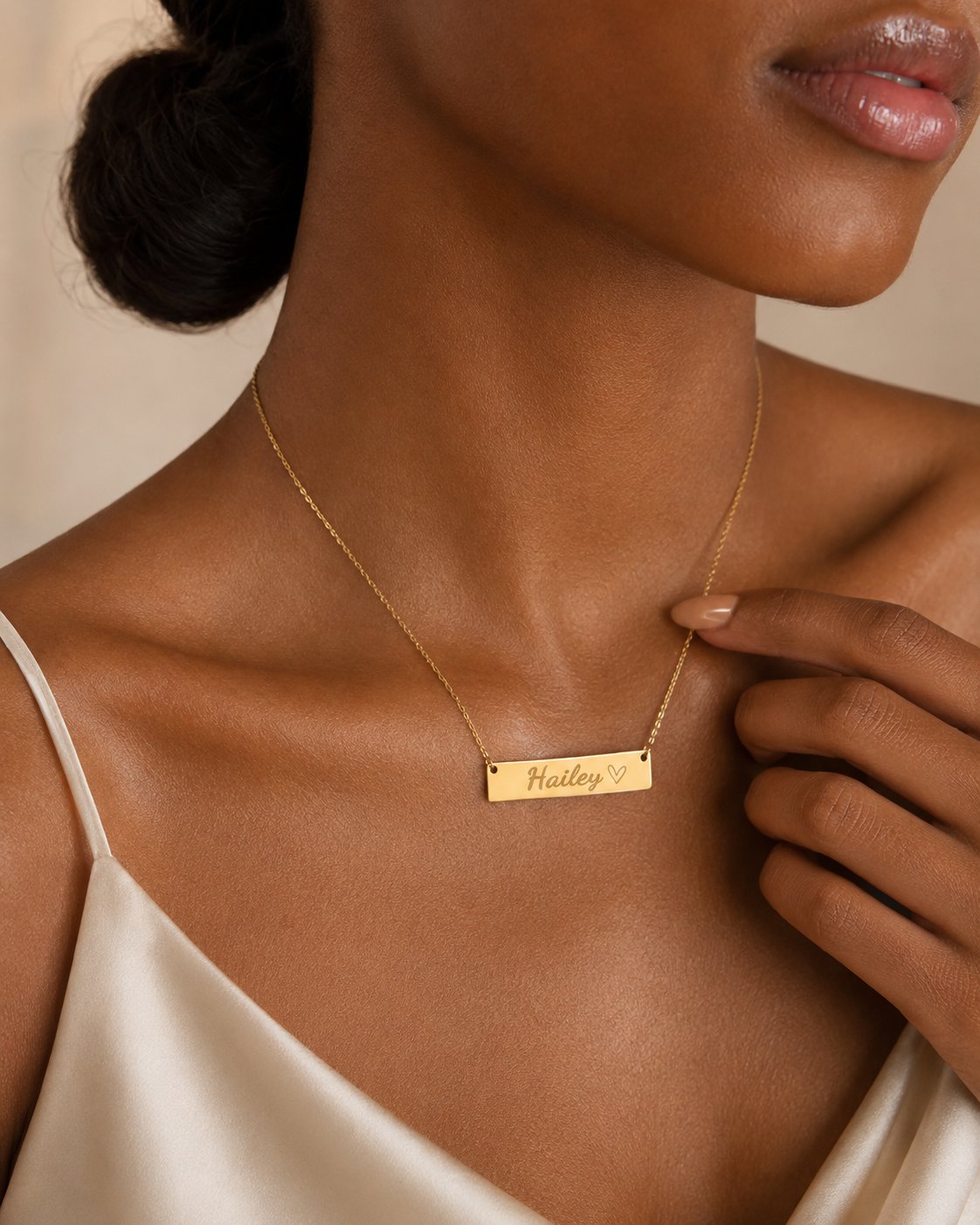 Custom name necklace worn